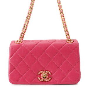Chanel Chain Shoulder Bag Mini Flap Matelassé Coco Mark 19 Leather CHANEL Han...